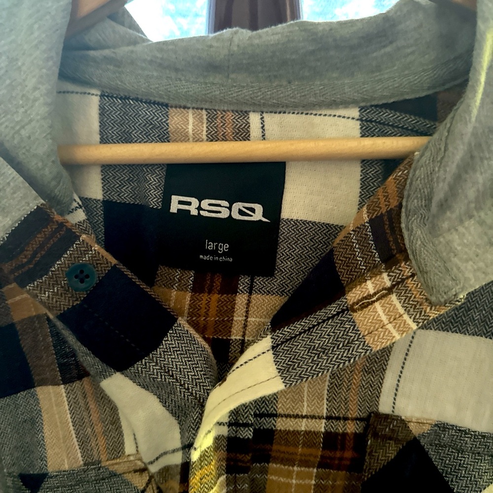 RSQ long sleeve flannel shirt hoodie
